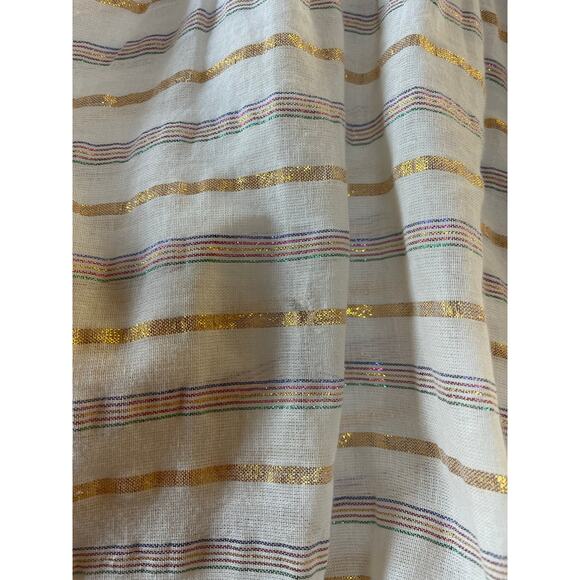 NWT Womens A Loves A Cream Metallic Striped Long Sleeve Mock Neck Blouse M - Picture 9 of 10